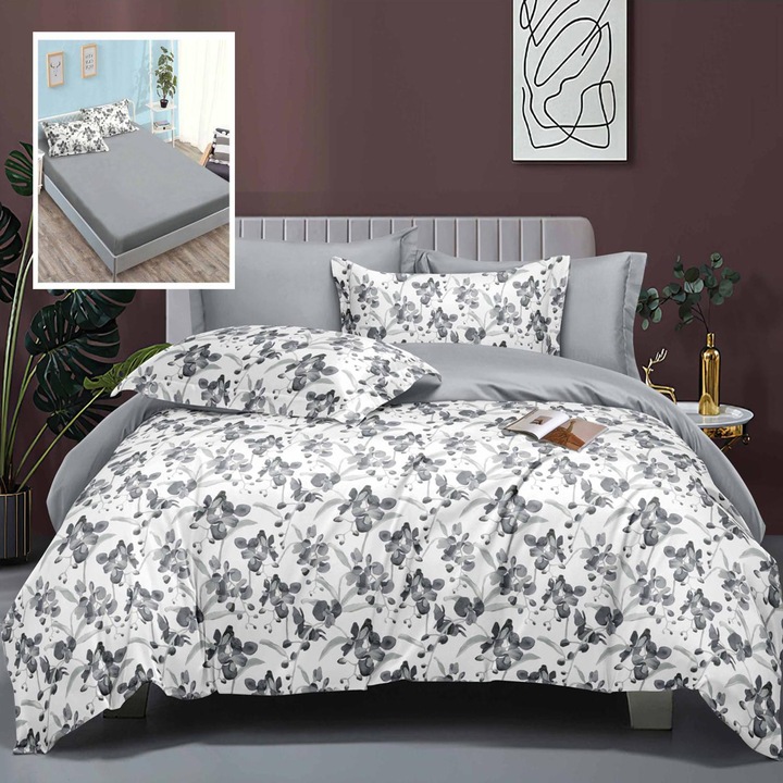 Lenjerie de pat Ralex Pucioasa Elegance 6 piese, bumbac-poliester, multicolor, 160x200cm / 180x200cm