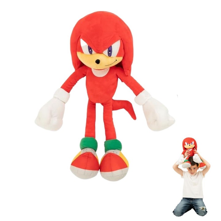 Jucarie de Plus Sonic Knuckles, 40 cm, Rosu, Virtual Trend®