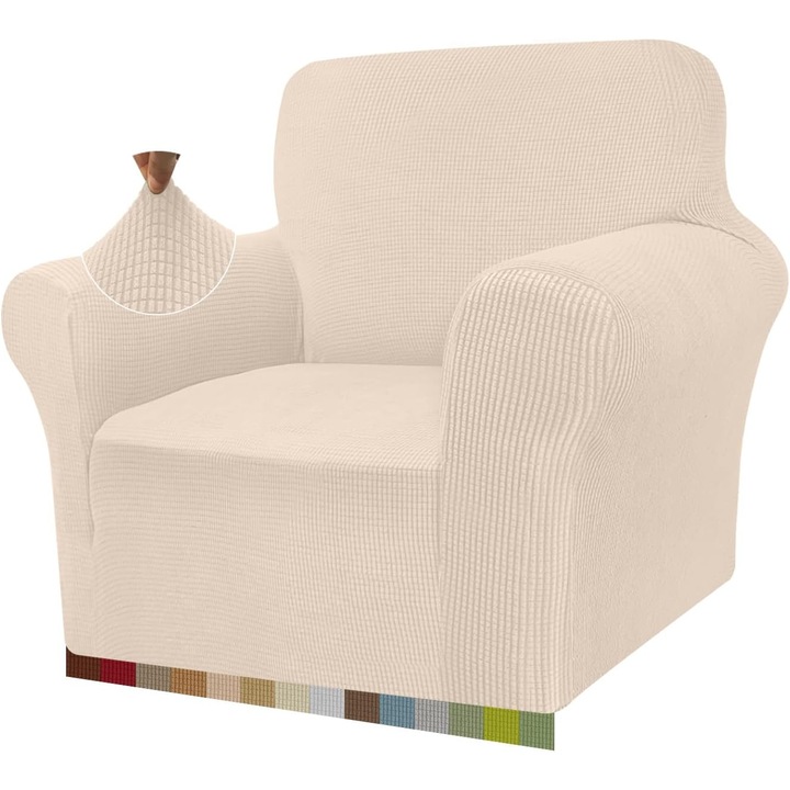 Калъф за диван Greatime, неплъзгащ се, за 1 човек, бежов цвят