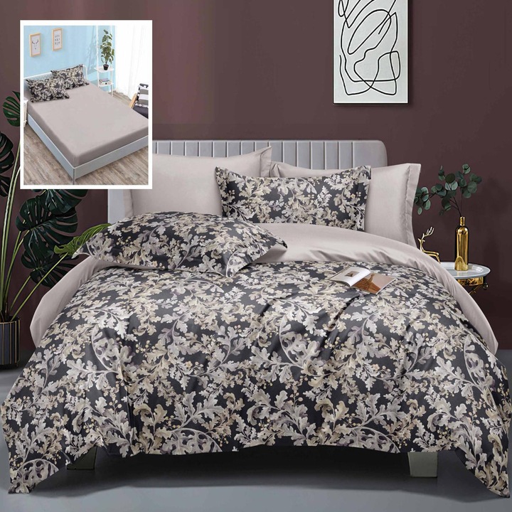 Lenjerie de pat Ralex Elegance 6 piese, multicolor, policoton, 160x200cm/180x200cm