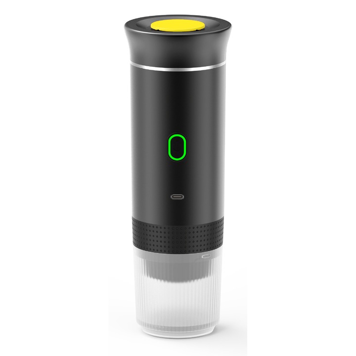 Espressor de cafea portabil, 72W, 20Bar, design portabil, 2500mAh, Negru