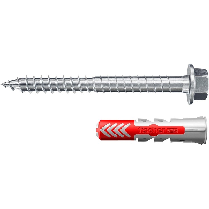 Fischer DuoPower 10 x 50 S, Dibluri universale cu surub de siguranta, 1 diblu si 1 surub