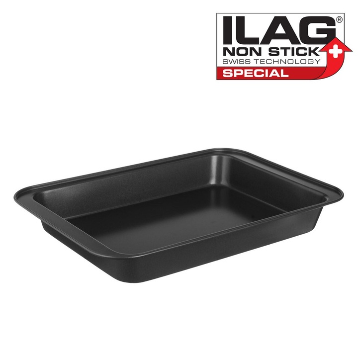 Tava neaderenta metalica dpreptunghiulara ilag 37x25x5cm