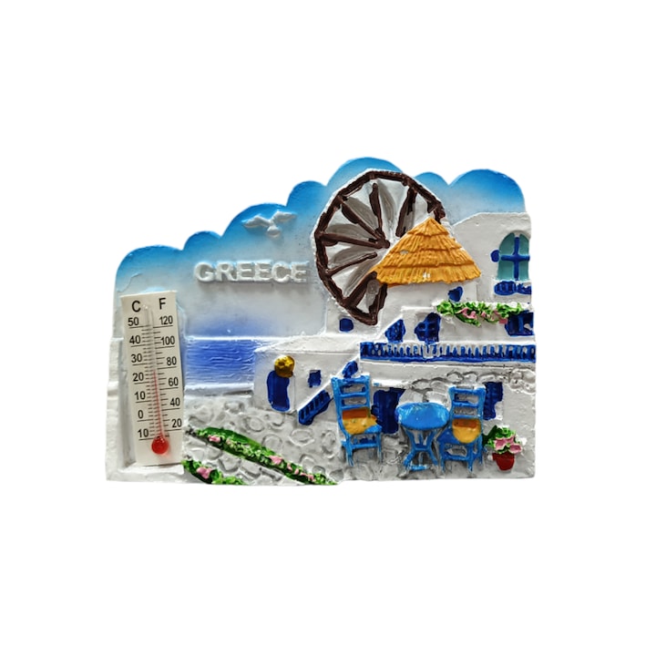Туристически магнит сувенир, комплект от 12 части, реалистичен дизайн, многоцветен, Гърция