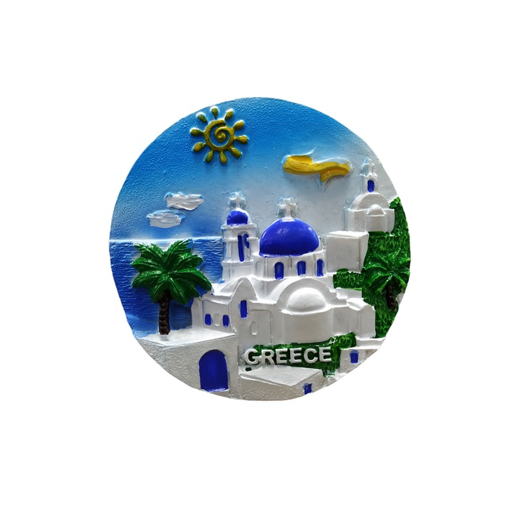 Туристически сувенирен магнит - Комплект от 12 броя - Гърция - реалистичен дизайн, различни цветове