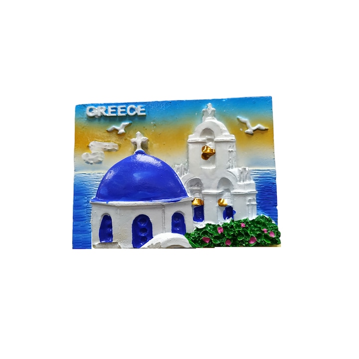 Туристически сувенирен магнит - комплект от 12 броя - смола - Гърция - многоцветен