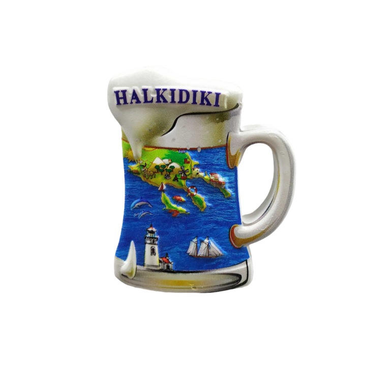 Сувенирен туристически магнит - Комплект от 12 броя - Халкидики - реалистичен дизайн, многоцветен