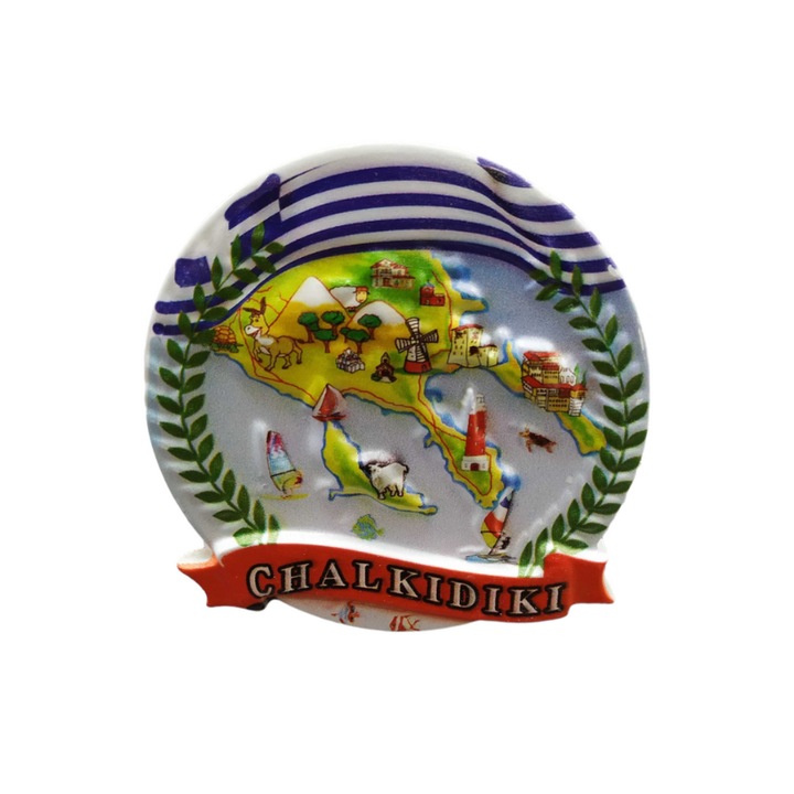 Сувенирен туристически магнит - Комплект от 12 броя - Халкидики - полиестер, реалистичен дизайн