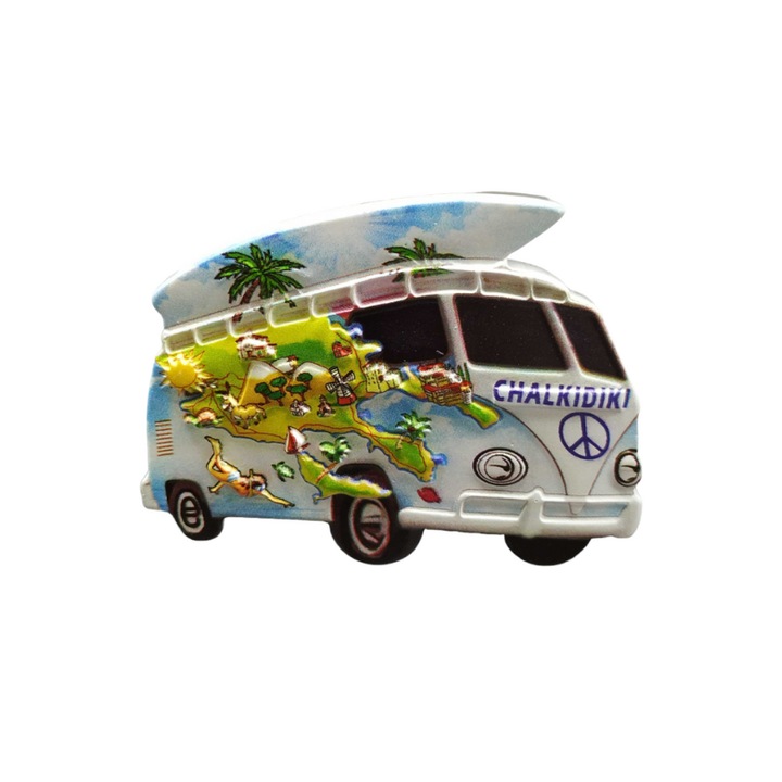 Туристически магнит - Комплект от 12 бр. - Халкидики - реалистични анаглифи, многоцветни