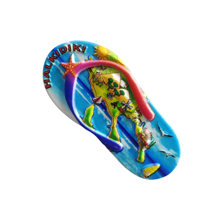 Туристически магнит - Комплект от 12 бр. - Халкидики - реалистичен дизайн, многоцветен