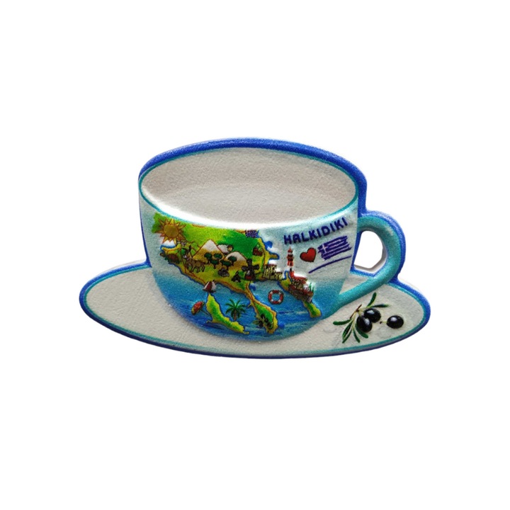 Комплект от 12 туристически магнита за Халкидики, реалистичен дизайн, многоцветни, ръчно изработени от полиестер