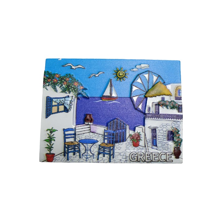 Туристически сувенирен магнит – Комплект от 12 части - Магнит от смола - Гърция - 678319