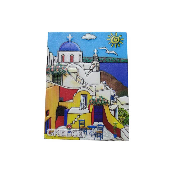 Туристически сувенирен магнит – Комплект от 12 части - Магнит от смола - Гърция - 678325