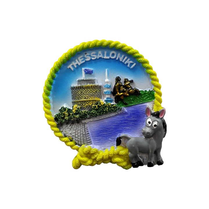 Туристически сувенирен магнит - Комплект от 12 броя - Гърция - реалистичен дизайн, различни цветове