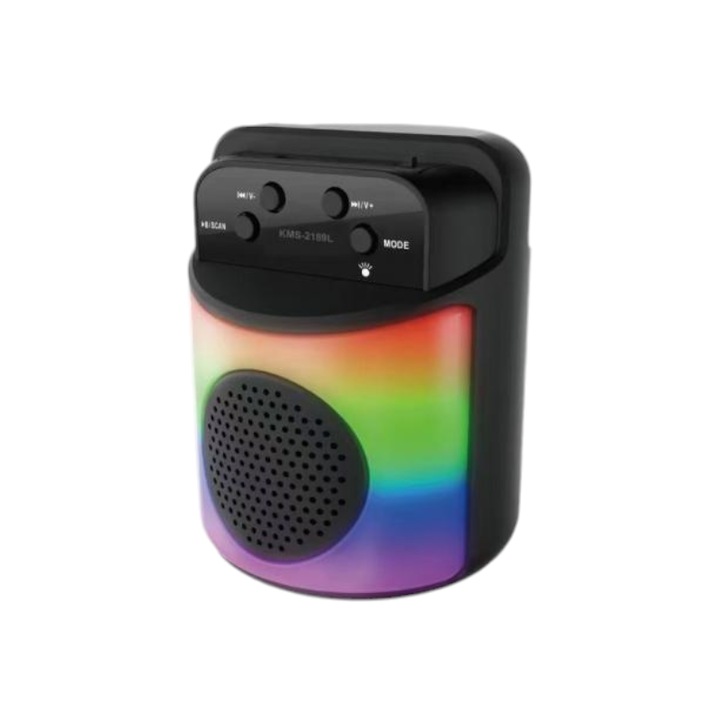 Boxa portabila Bluetooth KMS-2189L, 10W, LED RGB, 15x11x10cm