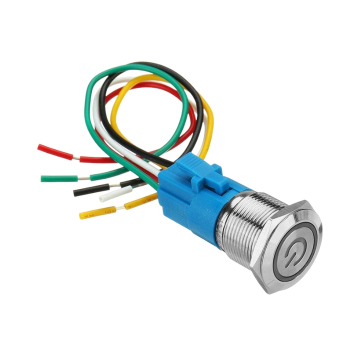 Intrerupator Raistar, 12-24V, IP67, 19mm, nikel, 4A