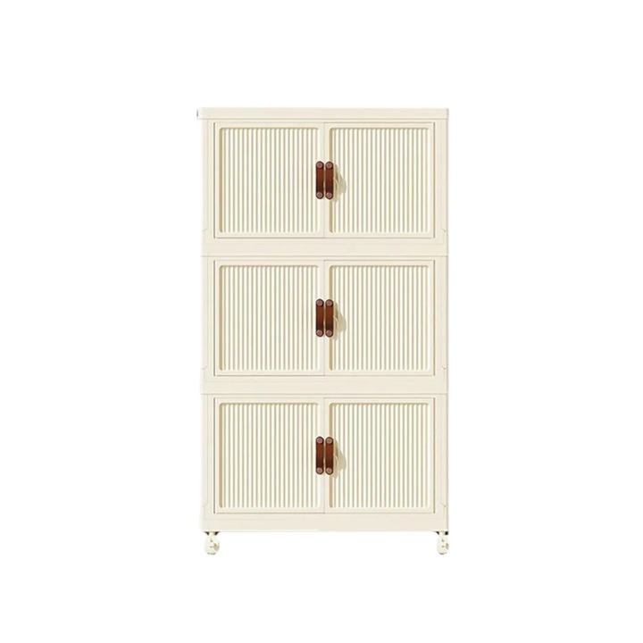 Dulap de depozitare pliabil cu 3 niveluri, pe roti, plastic, 69x48x24cm