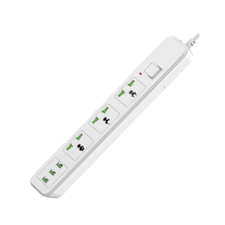 Hub Universal Multi-Plug, 3 prize cu 3 porturi USB, 2500W