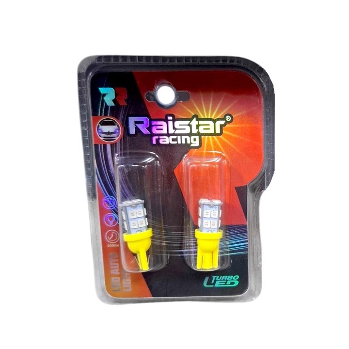 Becuri LED T10, 400Lm, 50.000h, set 2 bucati, rosu, galben