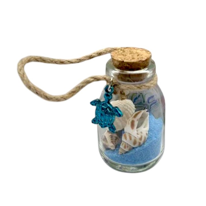 Set 6 decoratiuni sticla cu scoici, 251711, multicolor