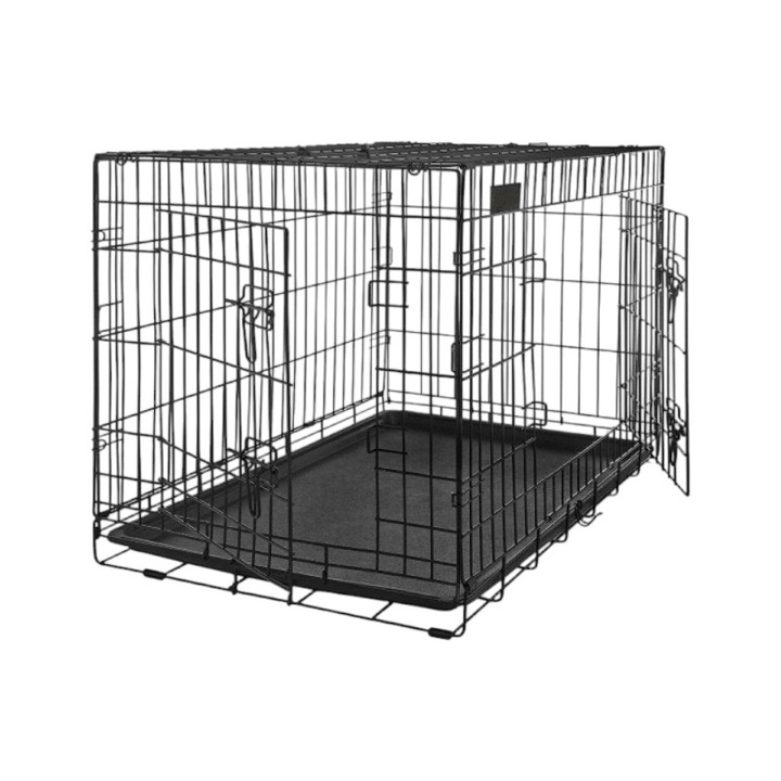 Cusca metalica Tradesor Pupcorn, 2 usi, neagra, 121x74x80.5cm