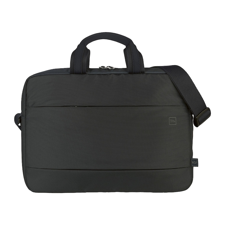 Geanta laptop Tucano, model BSBTK21516-BK, neagra, 16", cu manere de transport si buzunar frontal