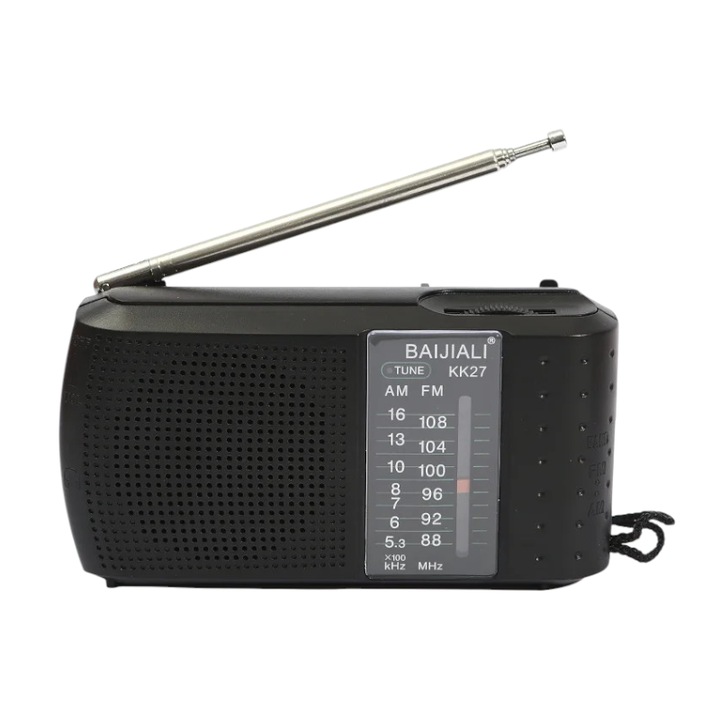 Radio portabil, FM/AM, 2 baterii AA, negru, 13.9 x 8.3 x 4 cm