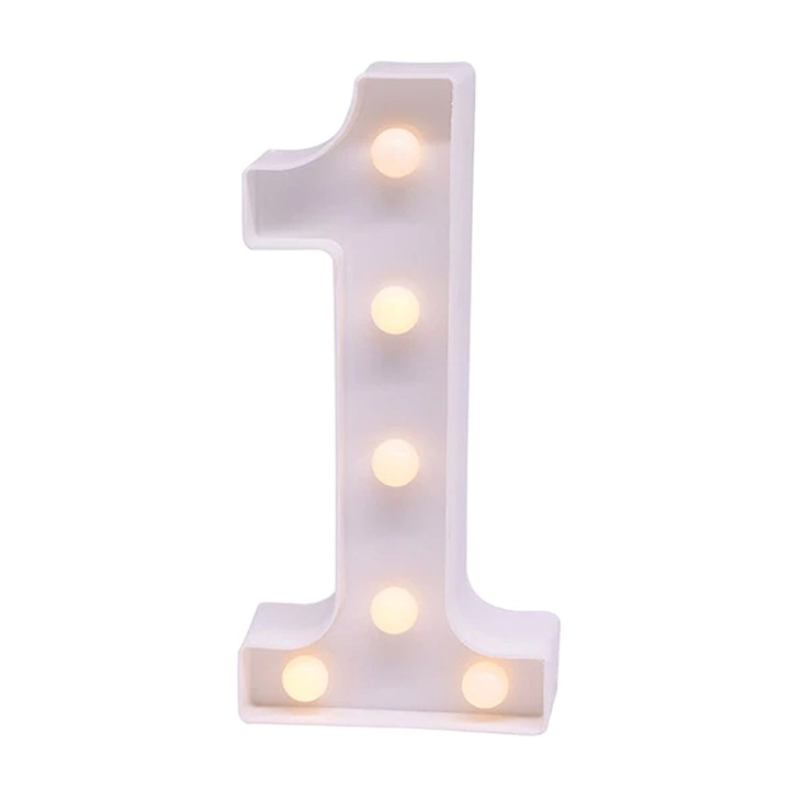 Lampa LED, 21×9.8×3.5 cm, cu baterii, cifra 1, PPQT8310