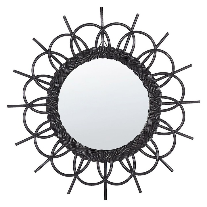 Oglinda de perete Telakia 60 cm 60 cm Ratan Negru