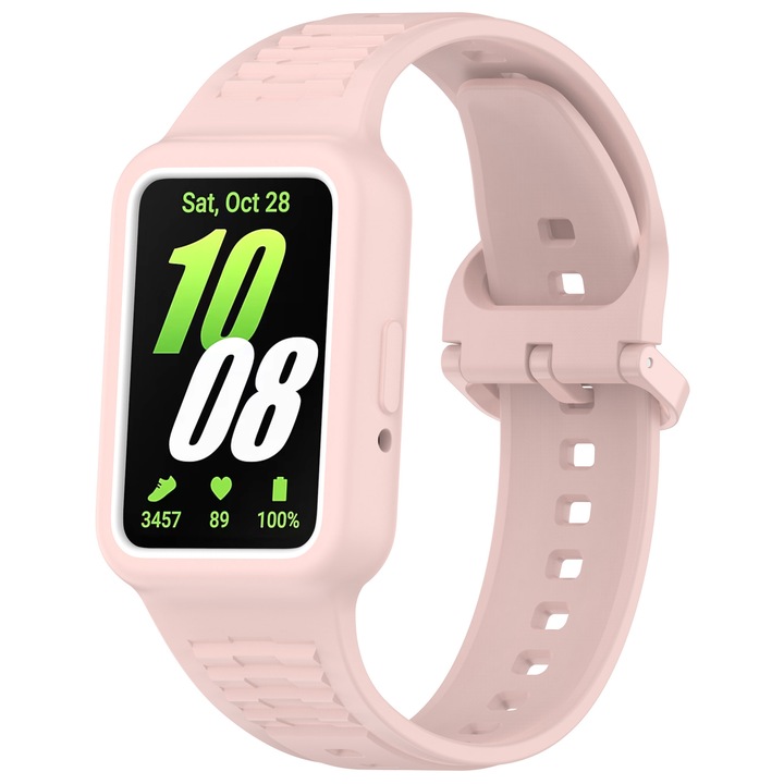 Каишка за Huawei Band 8/9, HITTERGEM, силиконова, предпазва ръбовете на гривната, светло розова