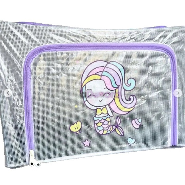 Cutie de Depozitare, Flippy, pentru Camera Copiilor, 100L, din PVC, Model Sirena, 60 x 42 x 40 cm, Transparent