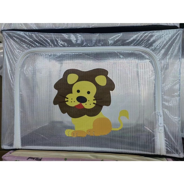 Cutie de Depozitare, OEM, pentru Camera Copiilor, 100L, din PVC, Model Leu, 60 x 42 x 40 cm, Transparent