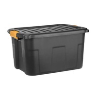 Cutie depozitare, de mare rezistenta, cu cleme de inchidere, din plastic, neagra, 12L, 39x29.5x18cm