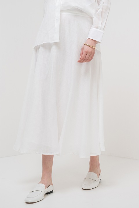 Marella, Fusta midi evazata Nippon Ramie, Alb optic