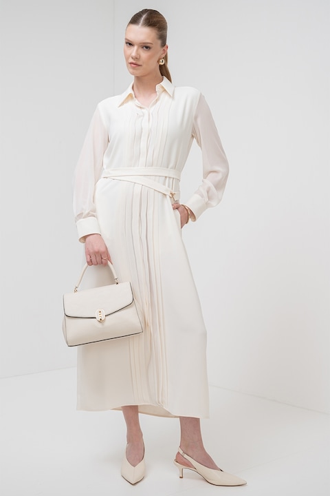 Marella, Rochie lunga cu maneci lungi, Crem