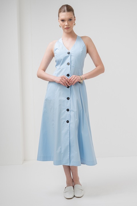 Marella, Rochie evazata cu decolteu in V Pioppo, Albastru pastel