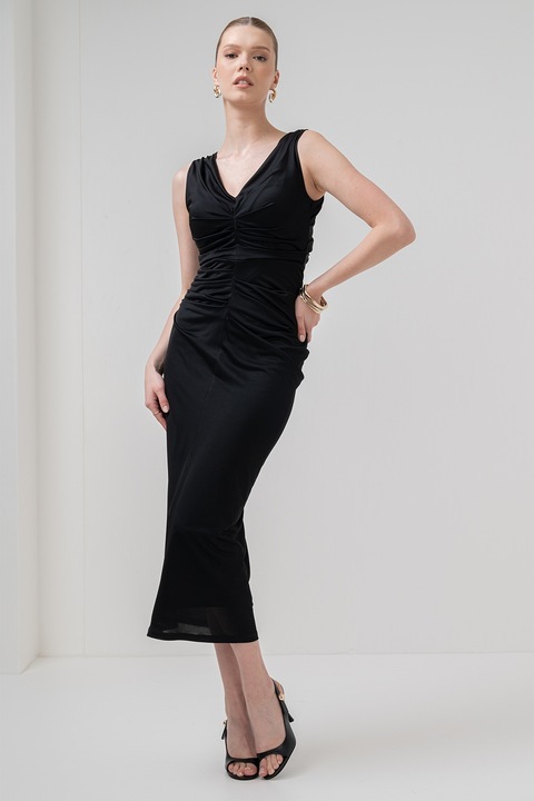 Marella, Rochie cambrata cu decolteu in V Harald, Negru