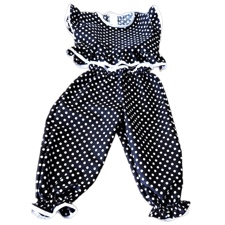 Ser 2 piese Bluza si pantaloni, Buburuza de vara, bumbac negru