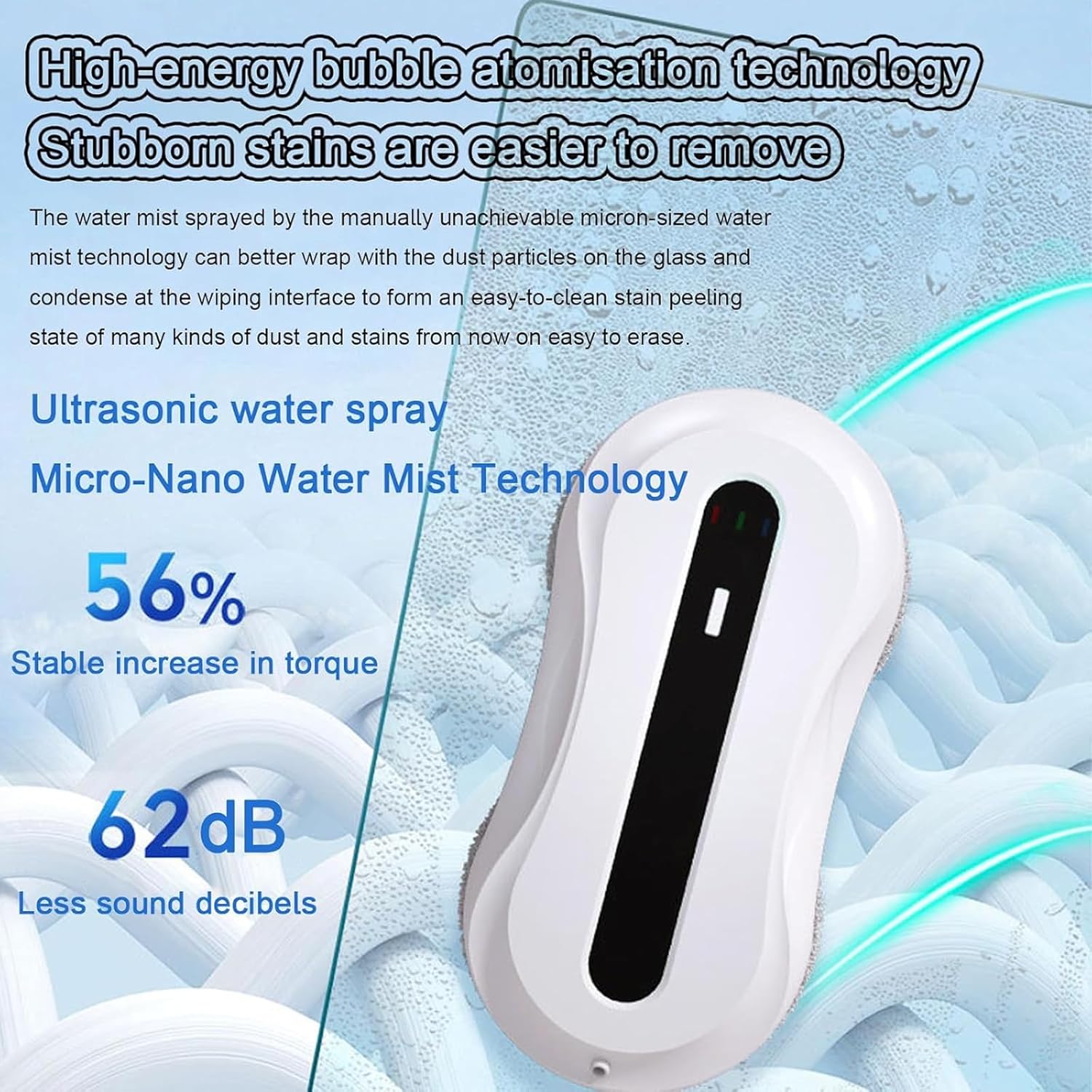 Robot de curatare a geamurilor, WALALLA, pulverizare cu apa bidirectionala, protectie UPS incorporata, rezervor de apa de 50 ml, detectare margini, cu telecomanda, aspiratie 5600 Pa, potrivit pentru ferestre exterioare/interioare, alb-negru