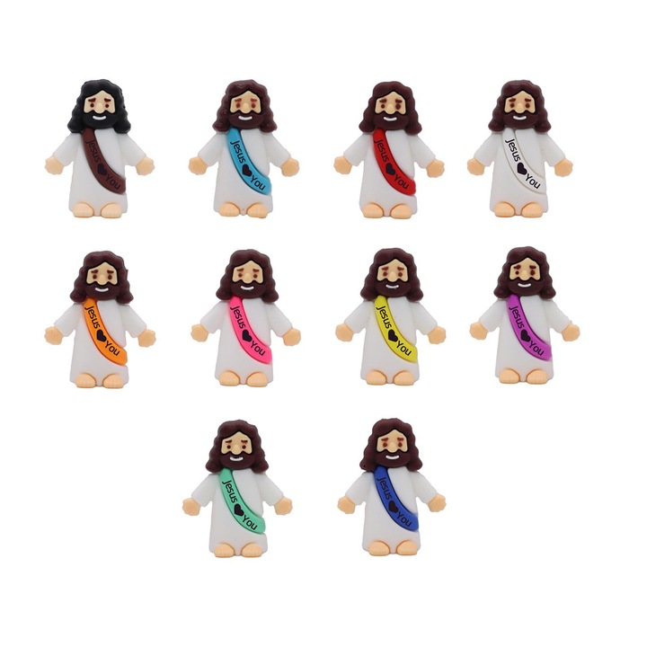 Set 10 figurine mini Isus, 10 modele, accesorii decorative pentru sarbatori, Multicolor