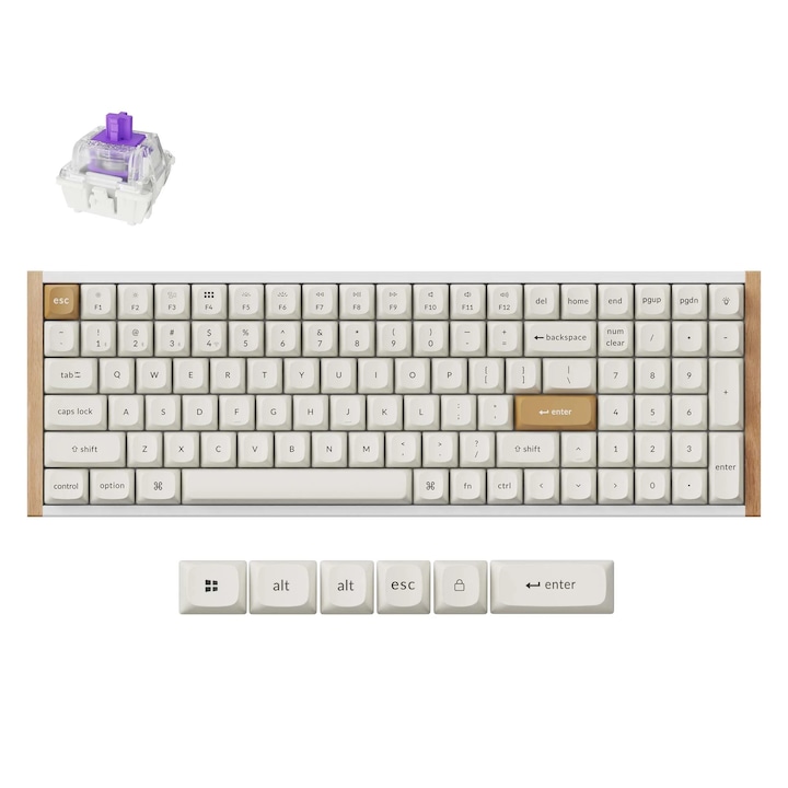 Безжична клавиатура Keychron K4 HE, 2.4GHz, Bluetooth 5.2, USB, Gateron Double-Rail Magnetic Nebula Switch K4H-Q1, магнитна, бяла