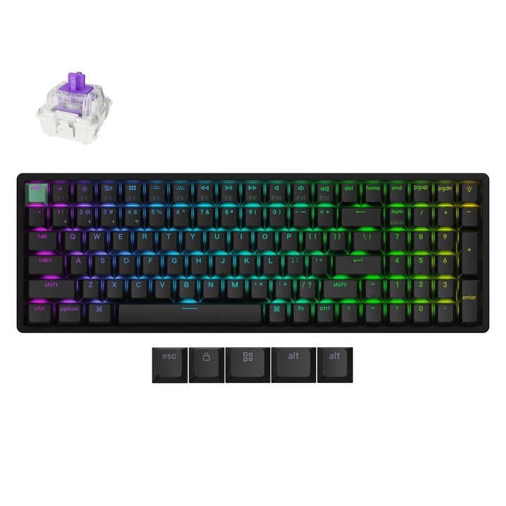 Безжична магнитна клавиатура Keychron K4 HE Shine-Through, 2.4GHz, Bluetooth 5.2, USB, Gateron Double-Rail Magnetic Nebula Switch K4H-J1, черна