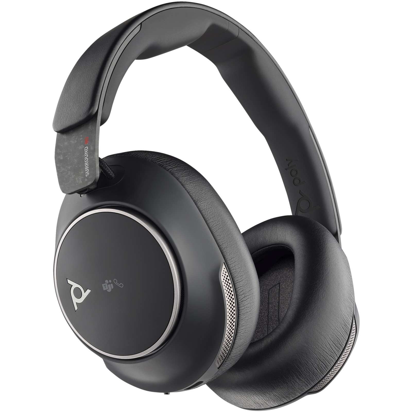 Casti wireless Poly Voyager Surround 80 UC, 6 microfoane + 4 pentru active noise cancelling, certificate Microsoft Teams, adaptoare Bluetooth si USB-C/A, comenzi touch, aplicatie m