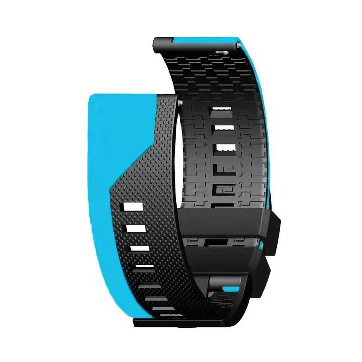 Каишка за Huawei Watch GT 2 46мм / GT 3 46мм / GT 4 46мм / Huawei Watch GT 2 Pro / Amazfit GTR / GTR 2, Samsung Galaxy Watch 3 45мм / 46мм / Gear S3 / 22мм, Черно-светлосиньо