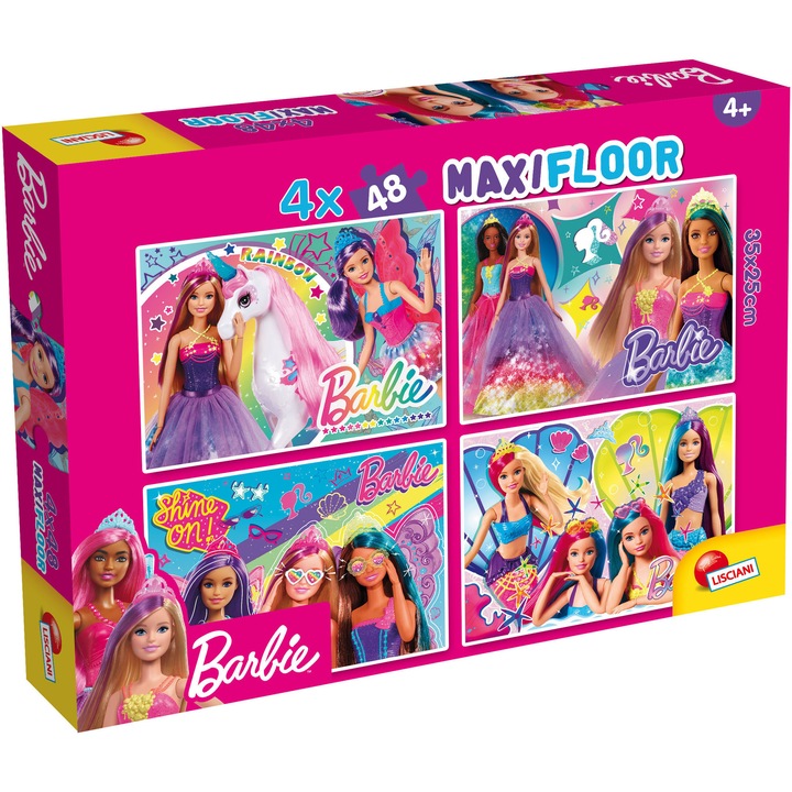 Puzzle Lisciani MaxiFloor - Barbie, 4 in 1, 4x48 piese