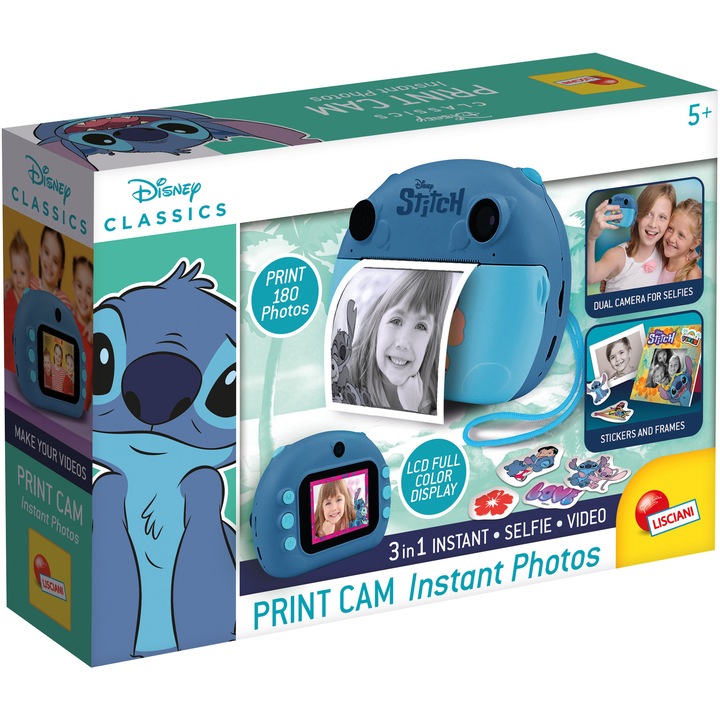 Детски фотоапарат с функция за печат Lisciani Disney Stitch, Print Cam