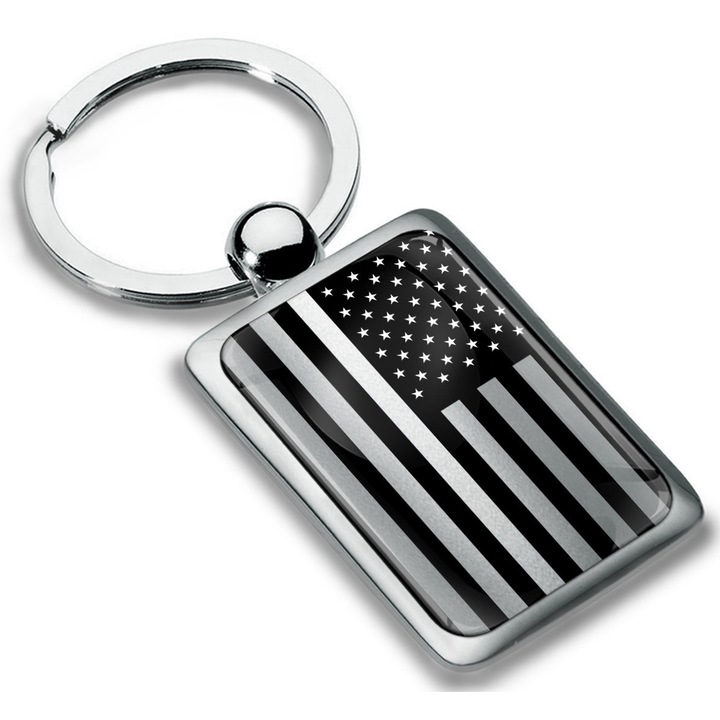 Breloc metalic cu cutie cadou, Biomar Labs, Steagul SUA, SUA, unisex, 3D, Argintiu, KK 272