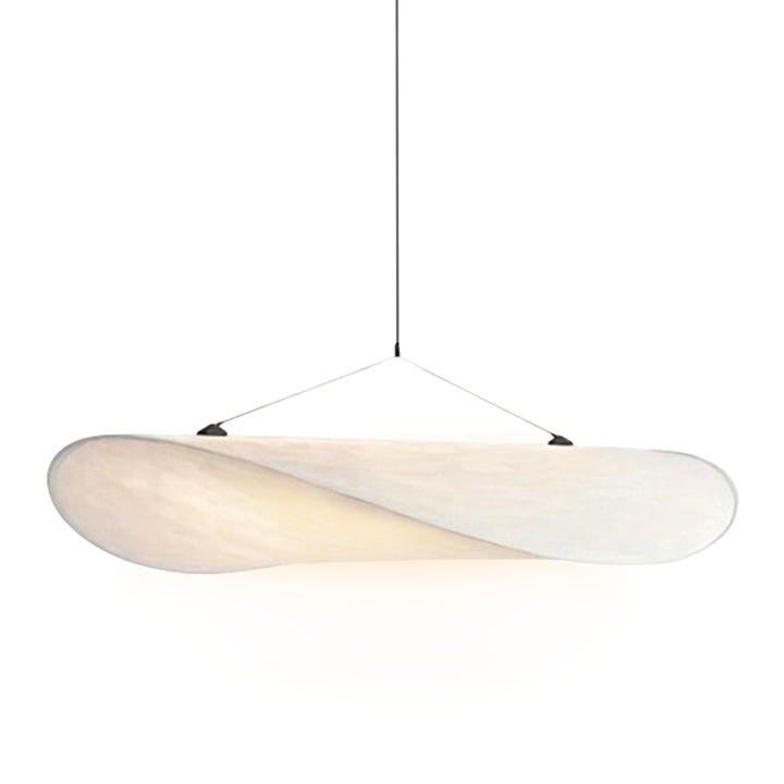 Висящ Полилей Moish, LED 32W, Модерен Флуиден Дизайн, Диаметър 60 см, Копринен Текстилен Материал, За Хол, Трапезария или Офис, Осветление 10–15 кв.м