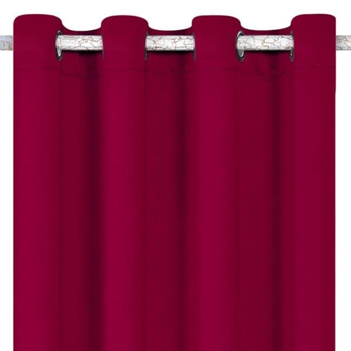 Draperie decorativa, tip blackout - nu lasa lumina sa treaca, cu inele, 140x260 cm, rosu bordo