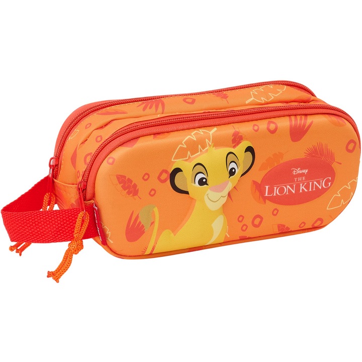 3D калъф за моливи Цар Лъв с 2 отделения, 21x8x6 см